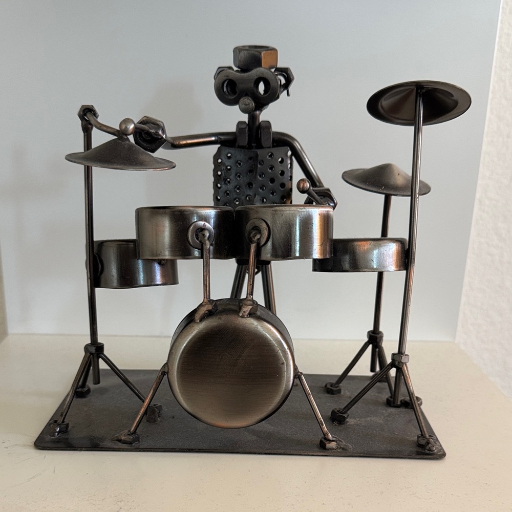 Metal Drummer Figurine